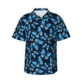 thumbnail image 1 of Fotbe Blue Butterfly Hawaiian Shirt for Men Unisex Summer Beach Casual Short Sleeve Cotton Linen Button Down Shirts-X-Large, 1 of 9