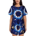 thumbnail image 1 of Fotbe Blue Casino Print Pajama Set for Women 2 Piece Loungewear Short Sleeve Tops and Shorts Set Soft Sleepwear-XX-Large, 1 of 7