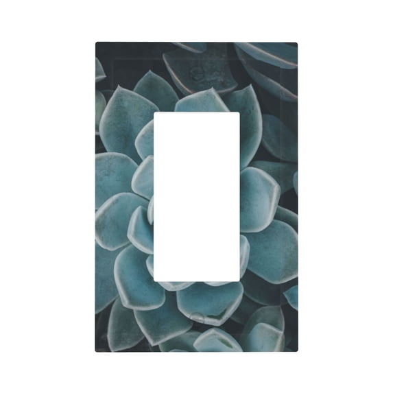 Fotbe Blue Color Cactus Print Duplex Receptacle Wall Plate, 1-Gang 5.0" x3.0" Wall Outlet Covers, Dual Outlet Faceplates Covers, Color-matched Screws Included-Style U