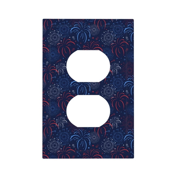 Fotbe Blue Firework Print Duplex Receptacle Wall Plate, 1-Gang 5.0" x3.0" Wall Outlet Covers, Dual Outlet Faceplates Covers, Color-matched Screws Included-Style S