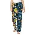 thumbnail image 1 of Fotbe Blue Floral Women's Pajama Pants,Sleepwear Pants,Pj Bottoms Drawstring And Pockets-Small, 1 of 9