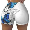 thumbnail image 1 of Fotbe Blue Flying Butterflies Seamless Shorts, Womens Workout Shorts High Waist Stretch Booty Short for Gym/Yoga/Running/Biking-Medium, 1 of 9