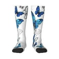 thumbnail image 1 of Fotbe Blue Flying Butterflies print Women's Men's Novelty Crew Socks Cotton Socks Knee High Socks for Walking,Running,Nurses,Pregnancy, 1 of 9