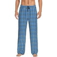 thumbnail image 1 of Fotbe Blue Gingham Men's Pajama Pants,Sleepwear Pants,Pj Bottoms Drawstring And Pockets-X-Large, 1 of 9