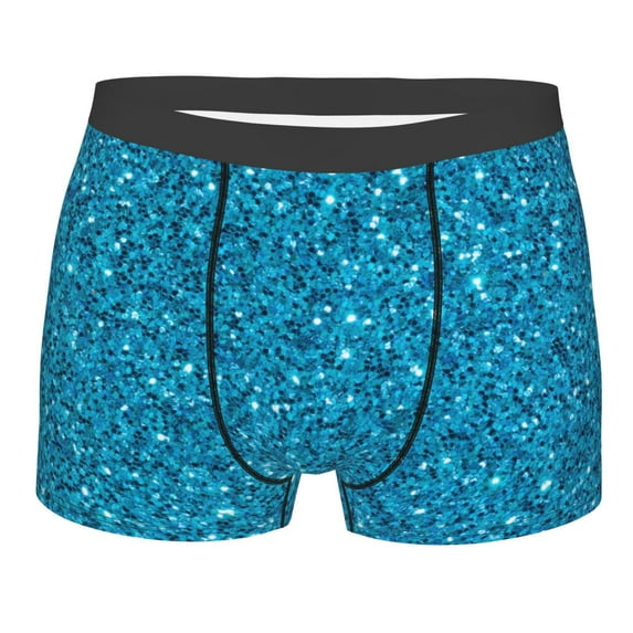 Fotbe Blue Glitter Men’s Total Support Pouch Boxer Briefs, X-Temp Cooling, Moisture-Wicking Underwear, Regular, Long-leg and Trunk-Small