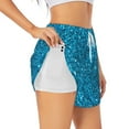 thumbnail image 1 of Fotbe Blue Glitter Womens High Waist Running Shorts Athletic Workout Quick Dry Shorts for Women with Pockets Gym Yoga Summer Shorts-Large, 1 of 9