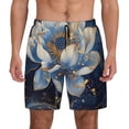 thumbnail image 1 of Fotbe Blue Golden Dream Lotus Men’s Swim Trunks Quick Dry Swim Shorts Board Shorts with Mesh Lining-Large, 1 of 9