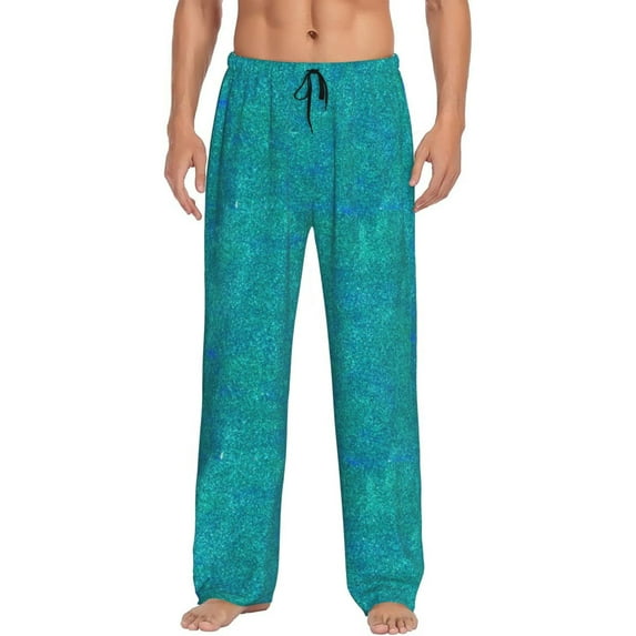 Fotbe Blue Green Glitter Men's Pajama Pants,Sleepwear Pants,Pj Bottoms Drawstring And Pockets-Small