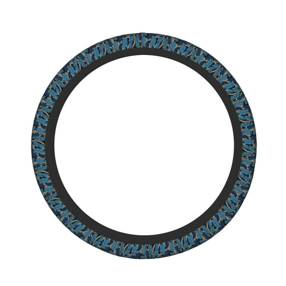 Fotbe Blue Leaves A Steering Wheel Cover Universal 15 in Car Accessories for Men Women,Steering Wheel Protector Comfortable Protective Case for SUV Sedan Decor