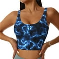 thumbnail image 1 of Fotbe Blue Lightning Pattern Womens' Sports Bra Longline Wirefree Padded with Medium Support Sports Moisture-Wicking Workou Vest,Tank Top-, 1 of 7