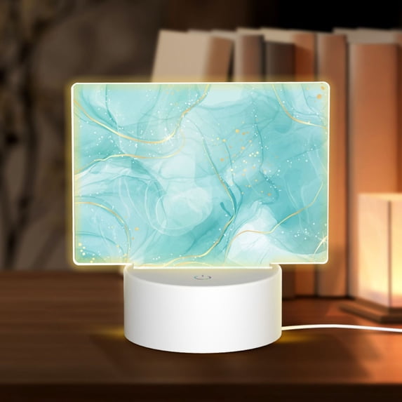 Fotbe Blue Marble Pattern Acrylic Night Light Gift with 3 Color ModesTouch-Sensitive LED Lamp Perfect Gift for Mother's Day, Birthday, or Christmas