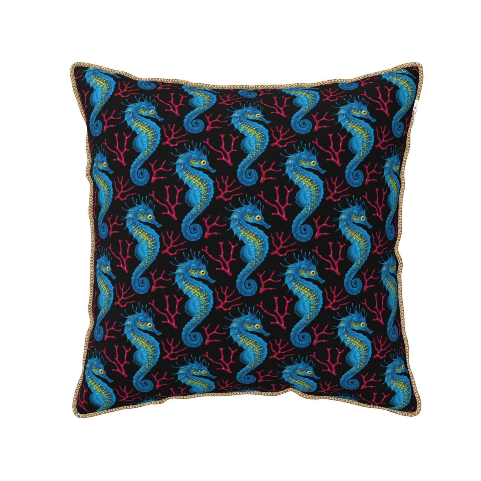 Seahorse Pattern White Cushion