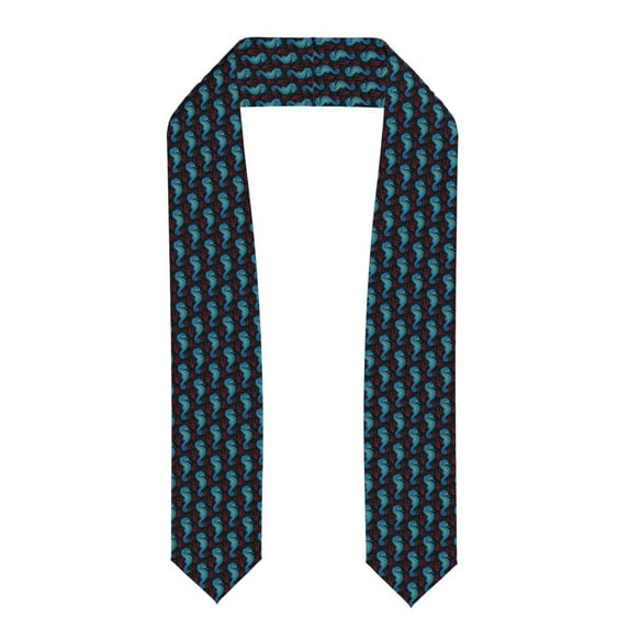 Fotbe Blue Seahorse Printed Class of 2024 Graduation Stole