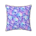 thumbnail image 1 of Fotbe Blue Skull Daisy Pattern Velvet Decorative Throw Pillow Covers with Elegant Piping, Soft Plush Cushion Cover for Sofa, Bed, Car, Office-16"x16", 1 of 8
