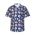 thumbnail image 1 of Fotbe Blue Skull Flower Hawaiian Shirt for Men Unisex Summer Beach Casual Short Sleeve Cotton Linen Button Down Shirts-Medium, 1 of 5