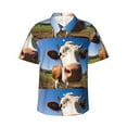 thumbnail image 1 of Fotbe Blue Sky Meadow Cute Cow Hawaiian Shirt for Men Unisex Summer Beach Casual Short Sleeve Cotton Linen Button Down Shirts-X-Large, 1 of 5