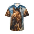 thumbnail image 1 of Fotbe Blue Sky White Cloud Eagle Hawaiian Shirt for Men Unisex Summer Beach Casual Short Sleeve Cotton Linen Button Down Shirts-Small, 1 of 5