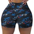 thumbnail image 1 of Fotbe Blue Sports Car Seamless Shorts, Womens Workout Shorts High Waist Stretch Booty Short for Gym/Yoga/Running/Biking-Medium, 1 of 9