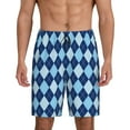 thumbnail image 1 of Fotbe Blue Squares Pajama Shorts for Men, Men's Pajama Bottoms, Sleepwear,Short Pajama Pants-Medium, 1 of 9