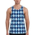 thumbnail image 1 of Fotbe Blue Squares Pattern Men's Quick Dry Workout Tank Top Gym Muscle Tee Fitness Bodybuilding Sleeveless T Shirt Breathable Workout Shirt-4X-Large, 1 of 9