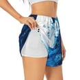 Fotbe Blue White Fluid Art Womens High Waist Running Shorts Athletic