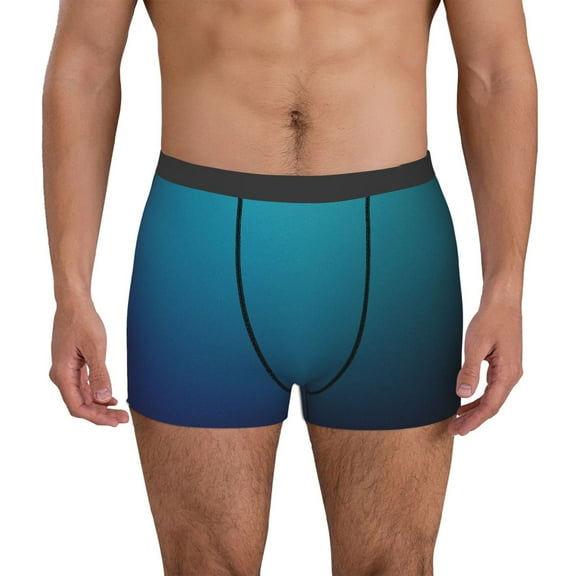 Fotbe Blue and Teal Gradient Men’s Total Support Pouch Boxer Briefs, X-Temp Cooling, Moisture-Wicking Underwear, Regular, Long-leg and Trunk-Medium