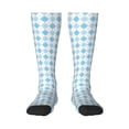 thumbnail image 1 of Fotbe Blue and White Squares print Women's Men's Novelty Crew Socks Cotton Socks Knee High Socks for Walking,Running,Nurses,Pregnancy, 1 of 9