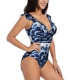 thumbnail image 1 of Fotbe Blueberry Women's Tummy Control Swimsuits Slimming One Piece Bathing Suit Ruffle Wrap V Neck Swimwear-, 1 of 8