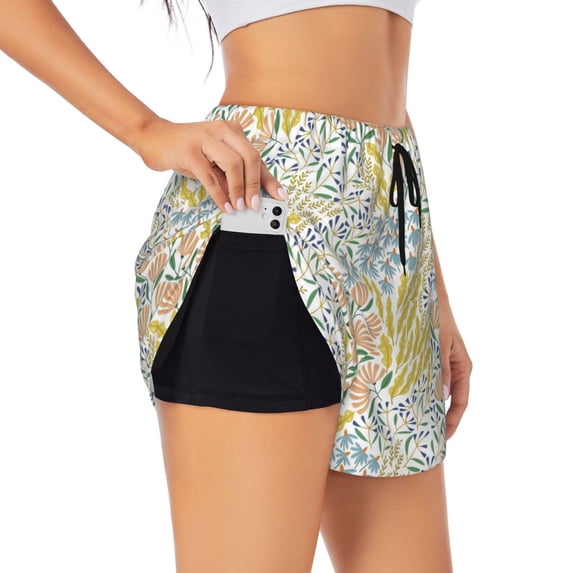 Fotbe Boho Womens High Waist Running Shorts Athletic Workout Quick Dry Shorts for Women with Pockets Gym Yoga Summer Shorts-Small