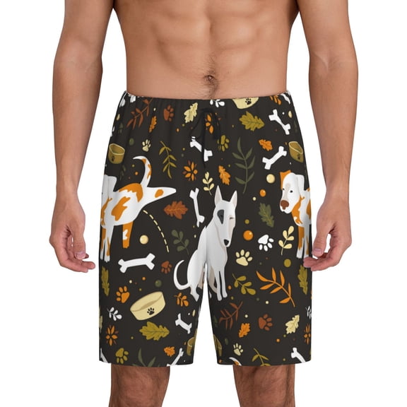 Fotbe Bones And Leaves Pajama Shorts for Men, Men's Pajama Bottoms, Sleepwear,Short Pajama Pants-4X-Large