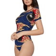 thumbnail image 1 of Fotbe Bowling Ball And Flame Women's Crew Neck Short Sleeves Bodysuit Tops Round Neck Slim Sleeveless Soft Comfortable Basic-X-Large, 1 of 7