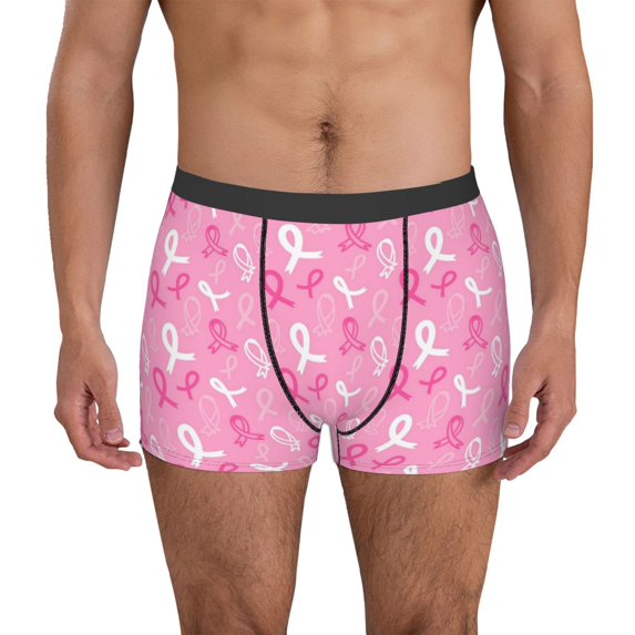 Fotbe Breast Cancer Awareness (3) Men’s Total Support Pouch Boxer Briefs, X-Temp Cooling, Moisture-Wicking Underwear, Regular, Long-leg and Trunk-Large