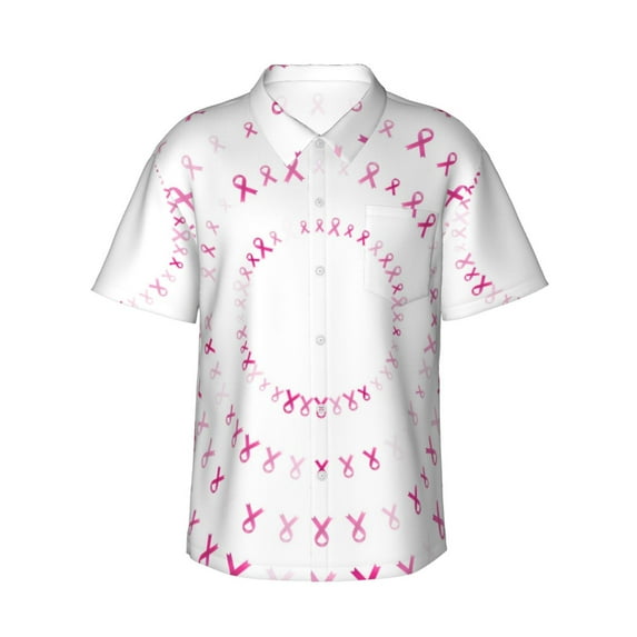 Fotbe Breast Cancer Awareness (4) Hawaiian Shirt For Men Unisex Summer Beach Casual Short Sleeve Cotton Linen Button Down Shirts-3x-Large