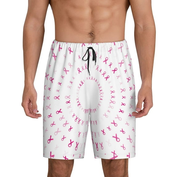 Fotbe Breast Cancer Awareness (4) Pajama Shorts for Men, Men's Pajama Bottoms, Sleepwear,Short Pajama Pants-3X-Large