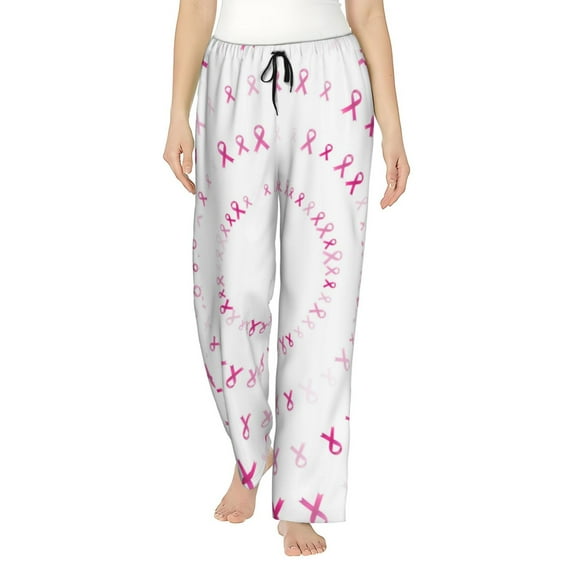 Fotbe Breast Cancer Awareness (4) Women's Pajama Pants,Sleepwear Pants,Pj Bottoms Drawstring And Pockets-Large