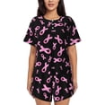 thumbnail image 1 of Fotbe Breast Cancer Awareness Print Pajama Set for Women 2 Piece Loungewear Short Sleeve Tops and Shorts Set Soft Sleepwear-XX-Large, 1 of 7