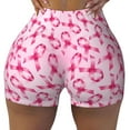 thumbnail image 1 of Fotbe Breast Cancer Ribbons Awareness Seamless Shorts, Womens Workout Shorts High Waist Stretch Booty Short for Gym/Yoga/Running/Biking-XX-Large, 1 of 9