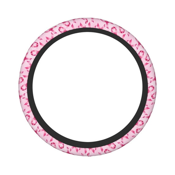 Fotbe Breast Cancer Ribbons Awareness Steering Wheel Cover Universal 15 in Car Accessories for Men Women,Steering Wheel Protector Comfortable Protective Case for SUV Sedan Decor