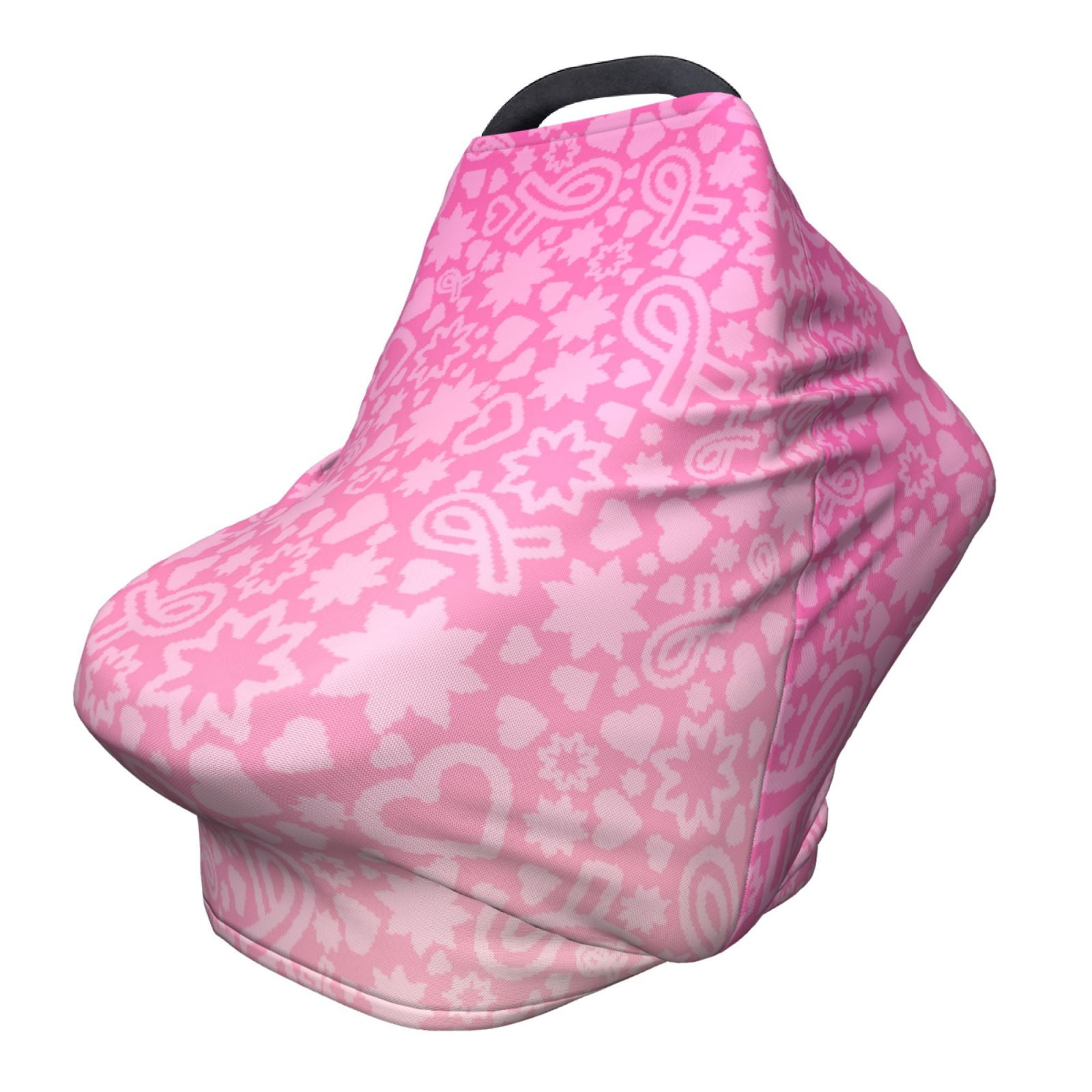 Fotbe Breast CancerN Ribbons Awareness Pattern Car Seat Covers for Babies, Nursing Breastfeeding Cover Infant Carseat Canopy, Soft Stretchy Carrier Cover