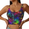 thumbnail image 1 of Fotbe Bright Universe Pattern Womens' Sports Bra Longline Wirefree Padded with Medium Support Sports Moisture-Wicking Workou Vest,Tank Top-Large, 1 of 7