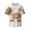 thumbnail image 1 of Fotbe Brown Cat Cartoon print Short Sleeve Button Down Shirts for Men Casual Summer Beach Wrinkle Free Shirt-Large, 1 of 7