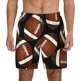 thumbnail image 1 of Fotbe Brown Football On Black Men’s Swim Trunks Quick Dry Swim Shorts Board Shorts with Mesh Lining-Medium, 1 of 9