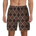 thumbnail image 1 of Fotbe Brown Gold Grid Men’s Swim Trunks Quick Dry Swim Shorts Board Shorts with Mesh Lining-XX-Large, 1 of 9