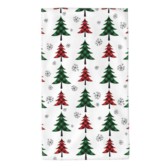Fotbe Buffalo Plaid Christmas Trees Pattern Premium Towels , (27.5x16in) Lightweight and Highly Absorbent Quick Drying Microfiber Towel, Perfect for Daily Use