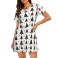 thumbnail image 1 of Fotbe Buffalo Plaid Christmas Trees Pattern Women's Cotton Nightgown Sleepwear Short Sleeves Shirt Casual Print Sleepdress, 1 of 6