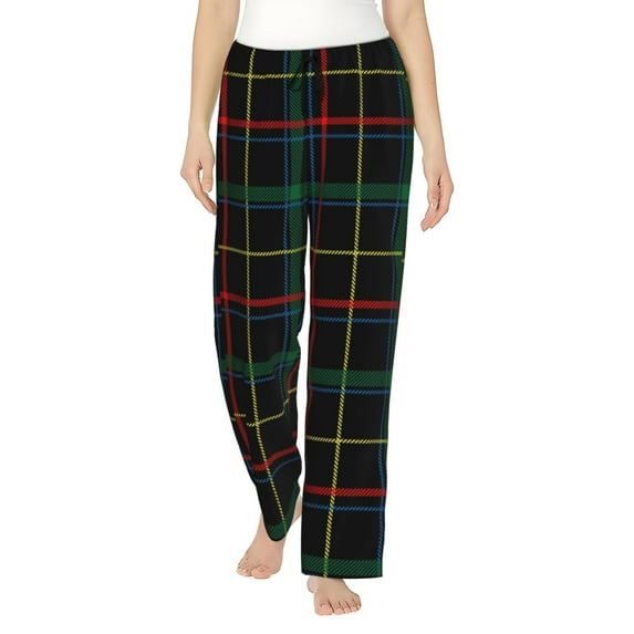 Fotbe Buffalo Plaid Dark Green Women's Pajama Pants,Sleepwear Pants,Pj Bottoms Drawstring And Pockets-X-Large