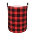 thumbnail image 1 of Fotbe Buffalo Plaid Red Black Laundry Basket with Handles, Waterproof Large Laundry Hamper, Wash Bag for Corner Dorm, Rolling Laundry Basket with Handles-Small, 1 of 8