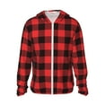 thumbnail image 1 of Fotbe Buffalo Plaid Red Black Men's Women's UPF 50+ Sun Protection Jacket Hooded Cooling Shirt with Pockets Hiking Outdoor Performance-Medium, 1 of 9