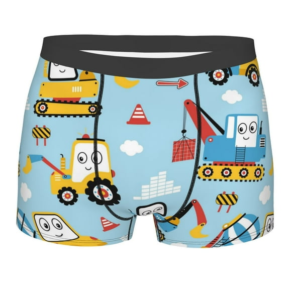 Fotbe Building Truck Men’s Total Support Pouch Boxer Briefs, X-Temp Cooling, Moisture-Wicking Underwear, Regular, Long-leg and Trunk-