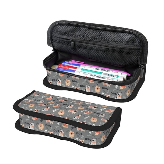 Fotbe Bulldog Pattern Pencil Case,Canvas Pen Case, Multi- Slot Pencil Pouch, Portable Pencil Bag, Pen Case for& Office, Makeup Bag ,Zipper Pouch